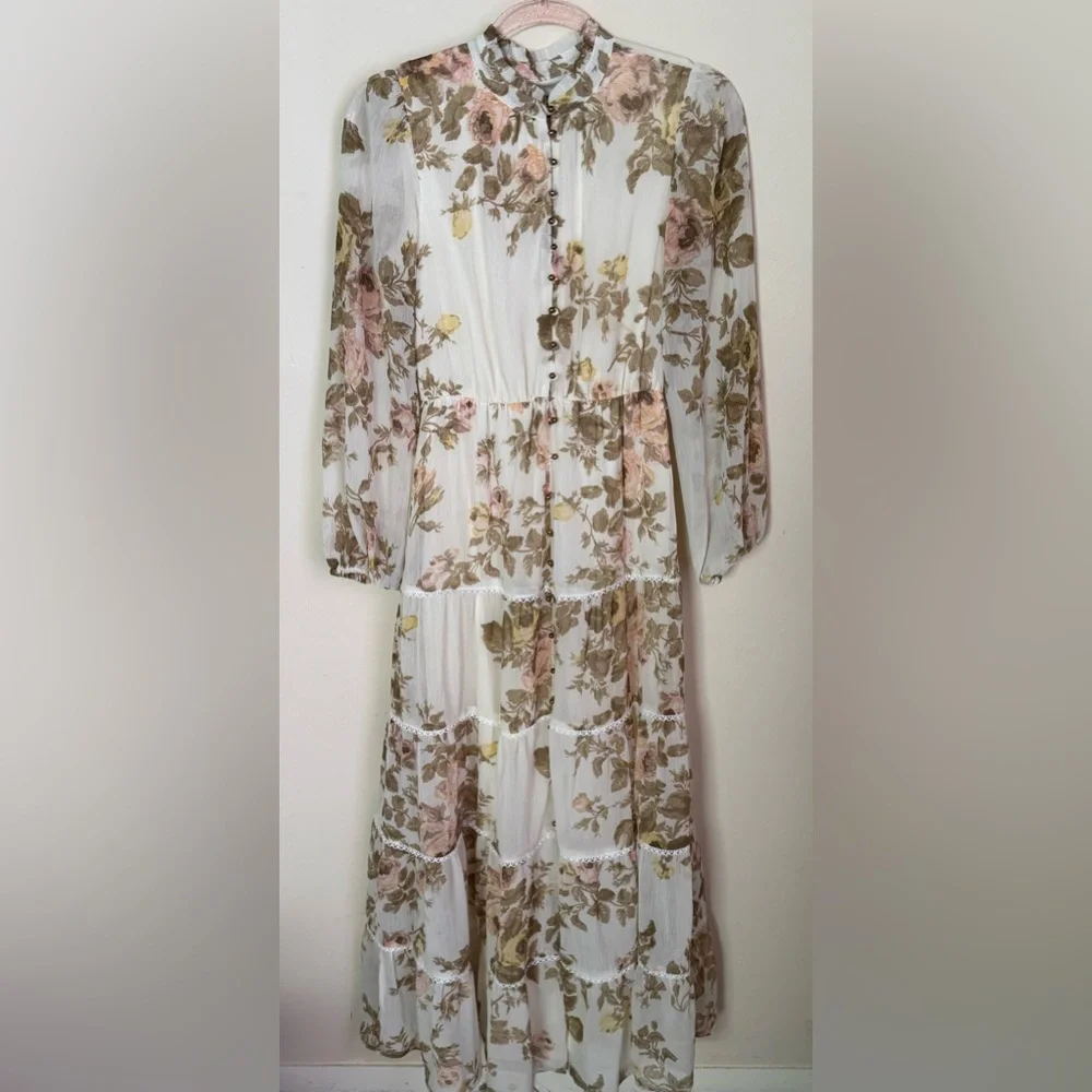 1. State Floral Tiered Maxi Dress with Long Sleeves,
Size Xs - Picture 1 of 7